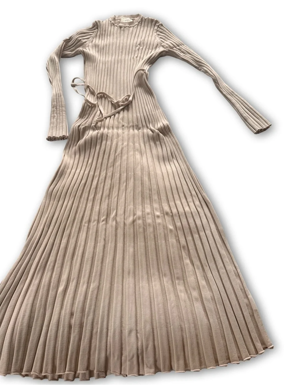 Dissh Ribbed Long Sleeve Maxi Dress in Light Beige - Picture 3 of 5
